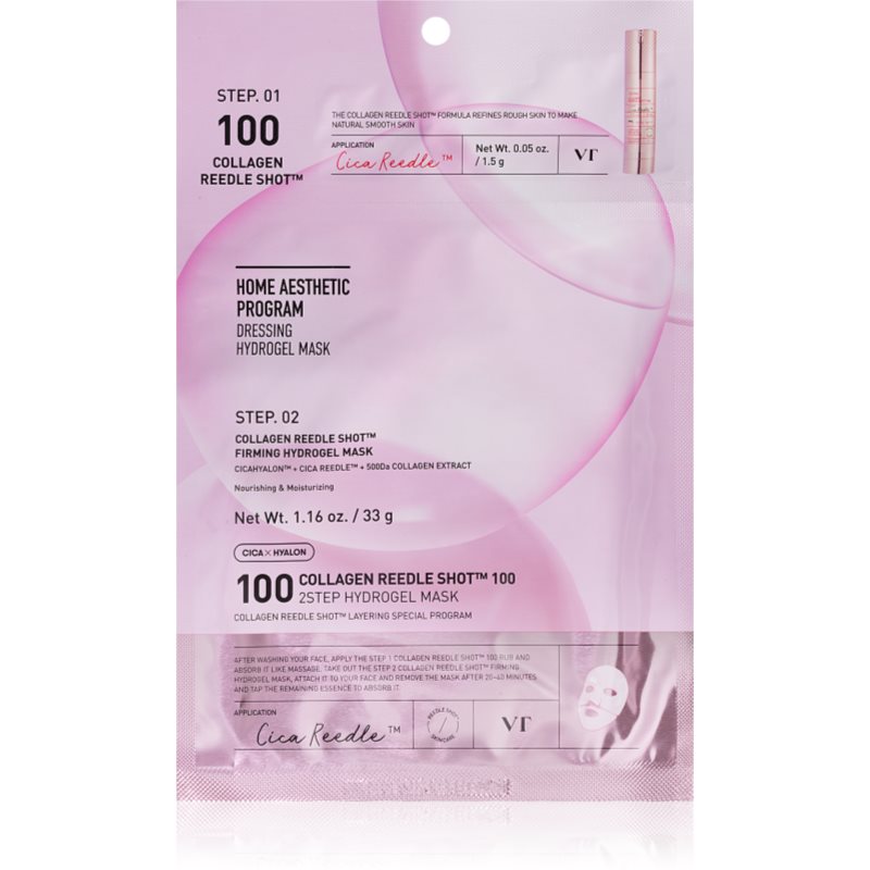 VT Cosmetics Collagen Reedle Shot 100 2Step Hydrogel Mask mască intensă cu hidrogel cu efect de întărire 34.5 g