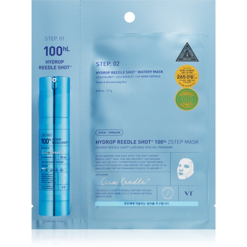 VT Cosmetics Hydrop Reedle Shot 100hL 2 Step Mask masca pentru hidratare intensa pentru tratarea tenului în două faze 28.5 g