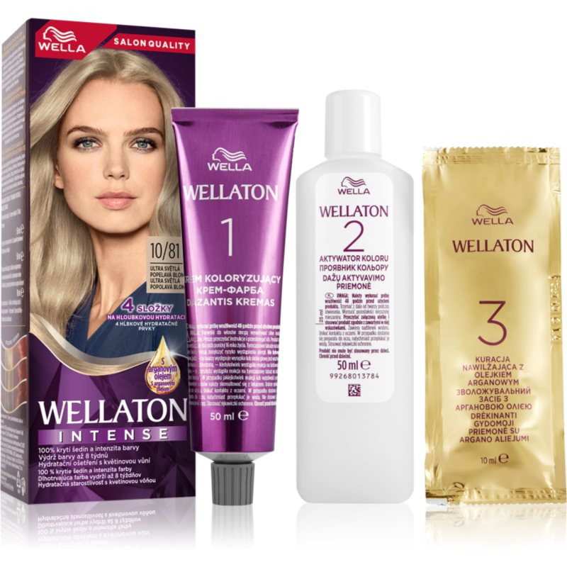 Wella Wellaton Intense Culoare permanenta pentru par cu ulei de argan culoare 10/81 Ultra Light Ash Blond 1 buc