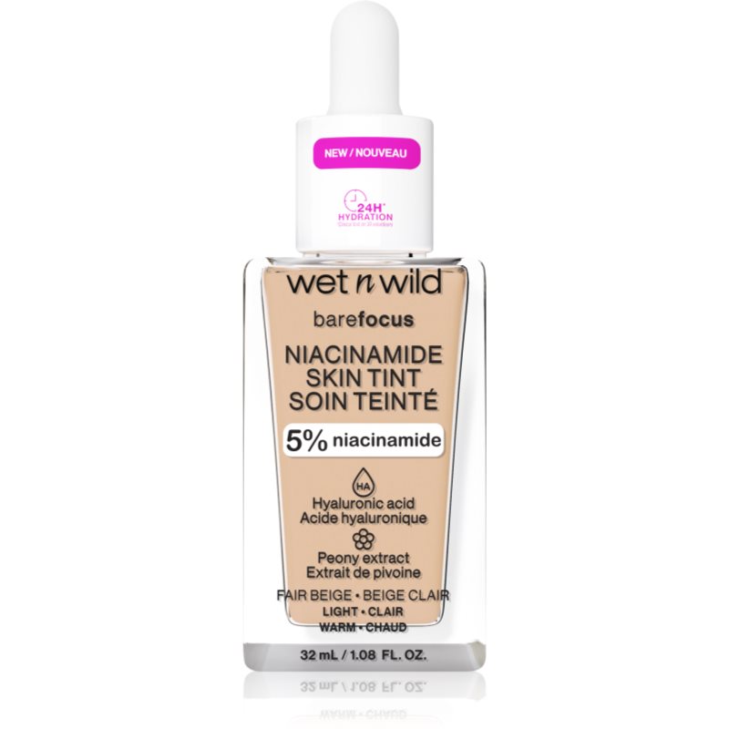 Wet n Wild Bare Focus Niacinamide Skin Tint machiaj ușor de hidratare culoare Fair Beige 32 ml