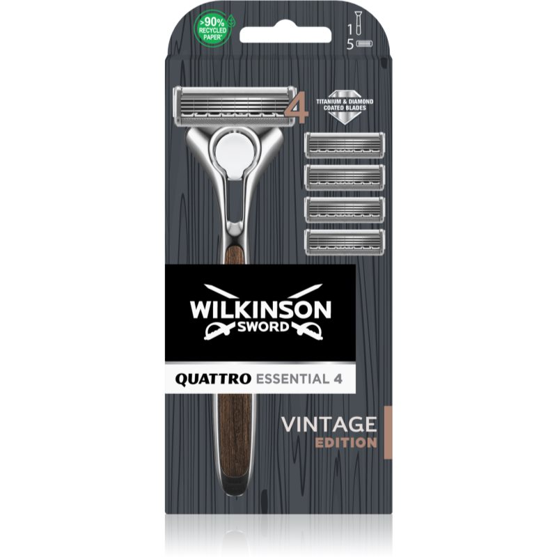Wilkinson Sword Quattro Essentials 4 Vintage aparat de ras rezerva lama 4 pc 1 buc