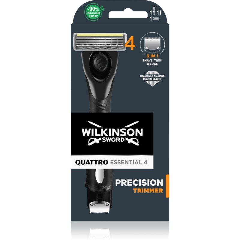 Wilkinson Sword Quattro Precision Trimmer razor + replacement heads 1 pc