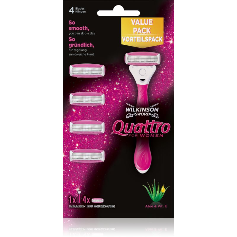 Wilkinson Sword Quattro for Women Aloe & Vit. E aparat de ras rezerva lama 4 pc