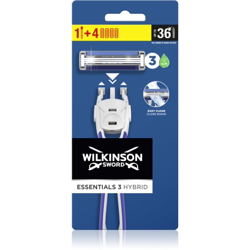 Wilkinson Sword Essentials 3 Hybrid aparat de ras + rezervă 4 pc