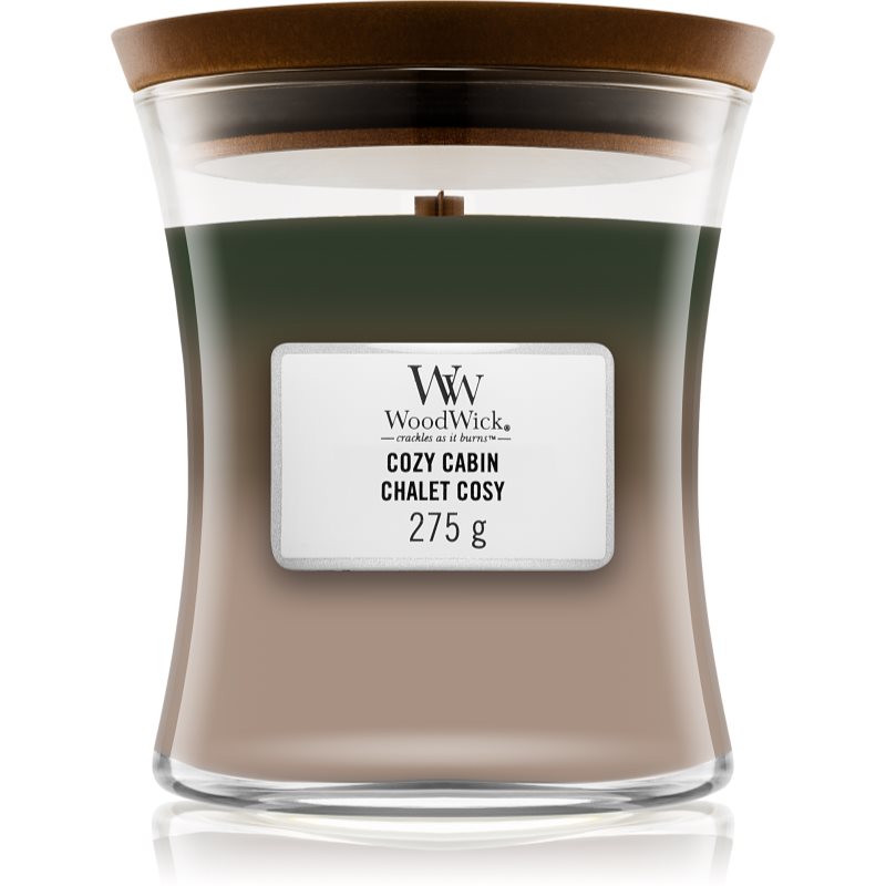 Woodwick Trilogy Cozy Cabin lumânare parfumată cu fitil din lemn 275 g