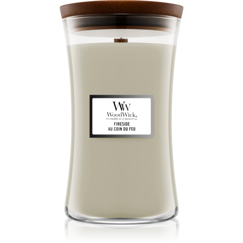 Woodwick Fireside Au Coin Du Feu lumânare parfumată  cu fitil din lemn 609.5 g