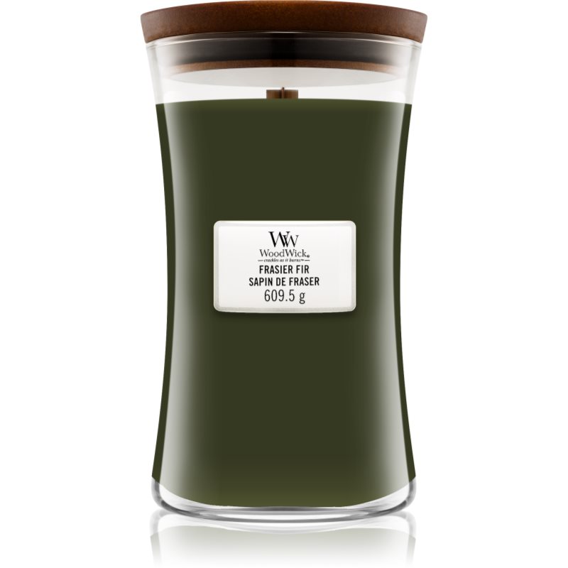 Woodwick Frasier Fir lumânare parfumată cu fitil din lemn 609.5 g