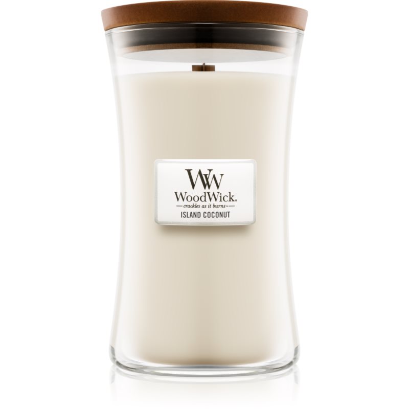 Woodwick Island Coconut lumânare parfumată cu fitil din lemn 609.5 g