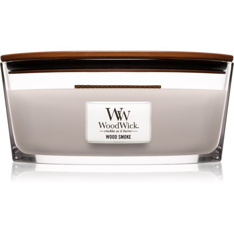 Woodwick Wood Smoke lumânare parfumată  cu fitil din lemn (hearthwick) 453.6 g