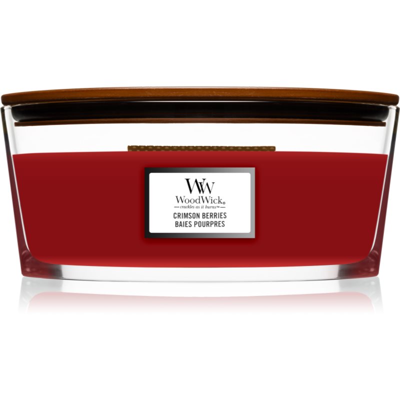 Woodwick Crimson Berries lumânare parfumată cu fitil din lemn (hearthwick) 453,6 g