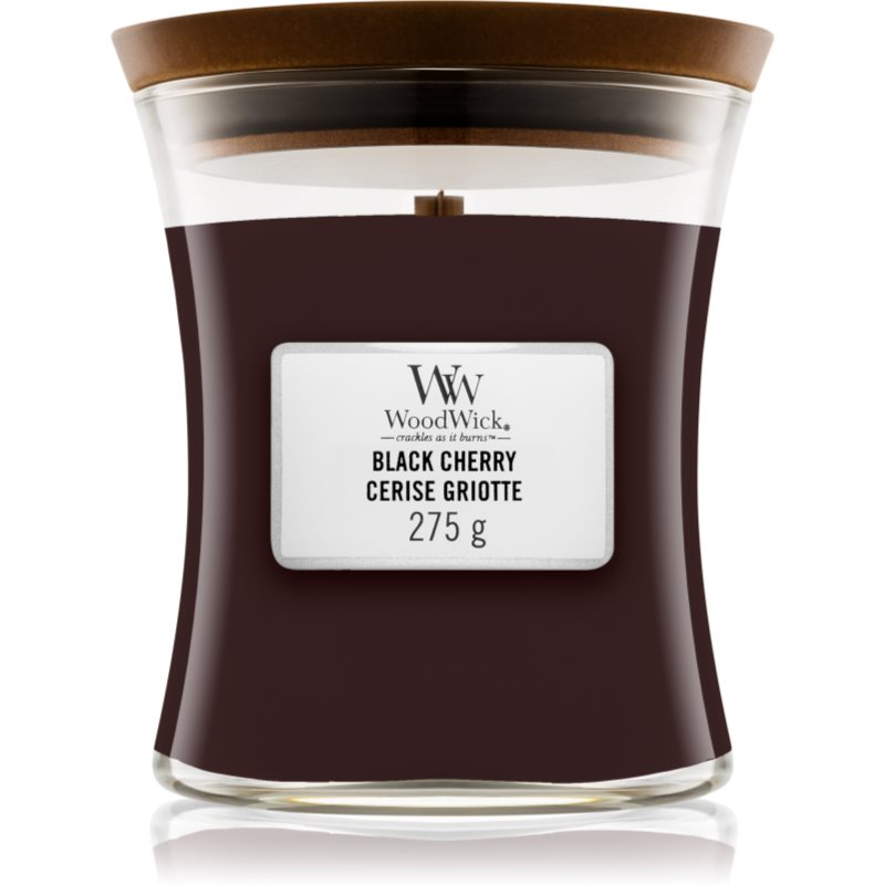 Woodwick Black Cherry lumânare parfumată cu fitil din lemn 275 g