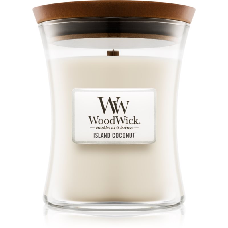 Woodwick Island Coconut lumânare parfumată cu fitil din lemn 275 g