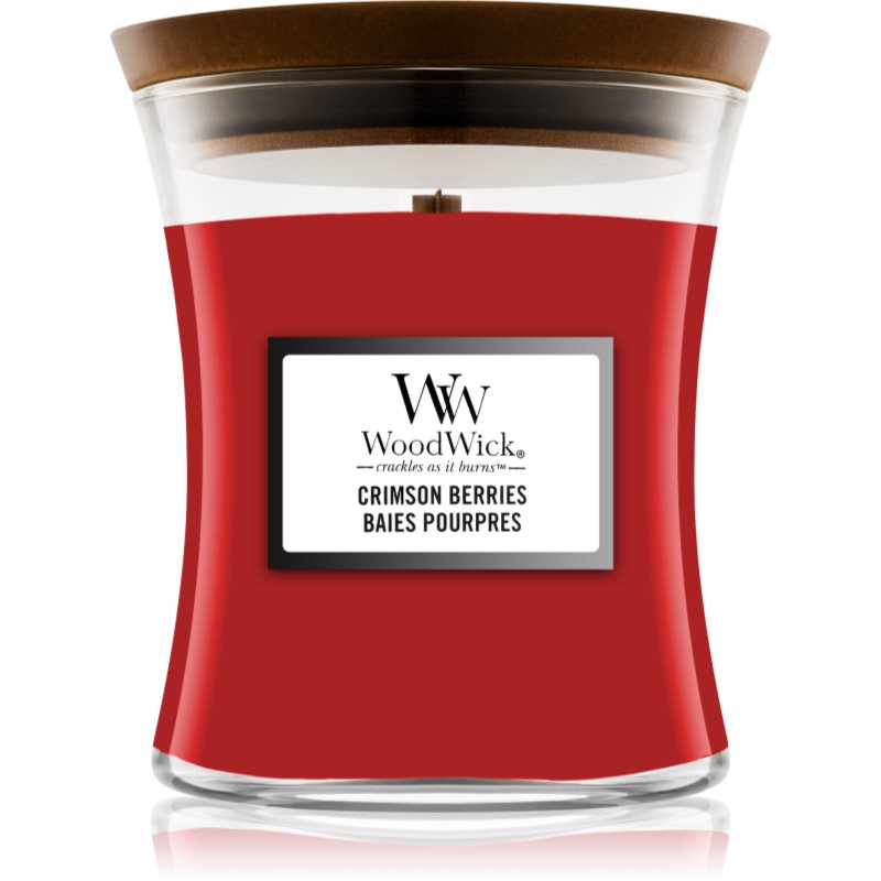 Woodwick Crimson Berries lumânare parfumată cu fitil din lemn 275 g