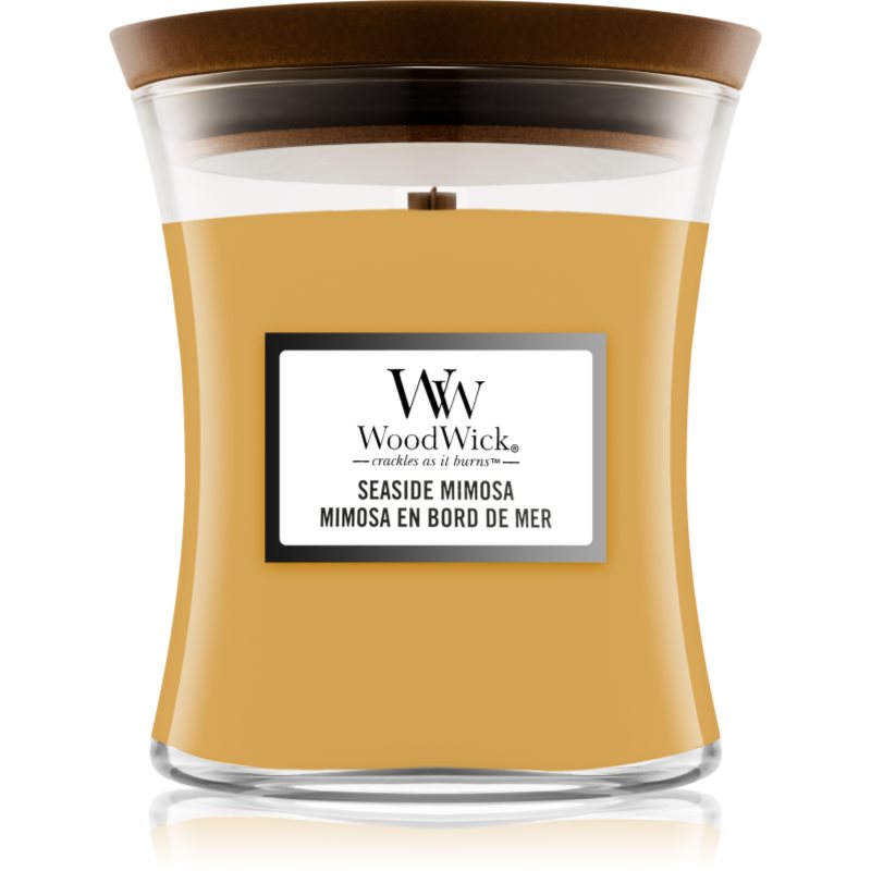 Woodwick Seaside Mimosa lumânare parfumată cu fitil din lemn 275 g