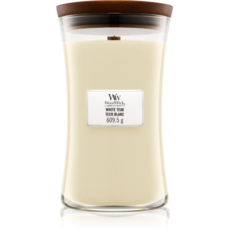 Woodwick White Teak lumânare parfumată  cu fitil din lemn 609.5 g