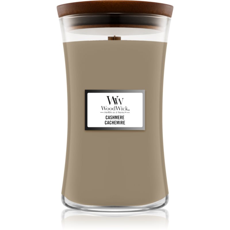 Woodwick Cashmere lumânare parfumată cu fitil din lemn 609,5 g