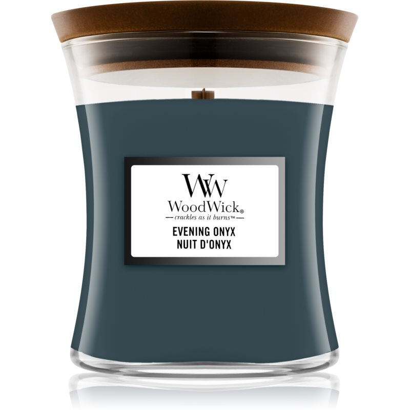 Woodwick Evening Onyx lumânare parfumată cu fitil din lemn 275 g