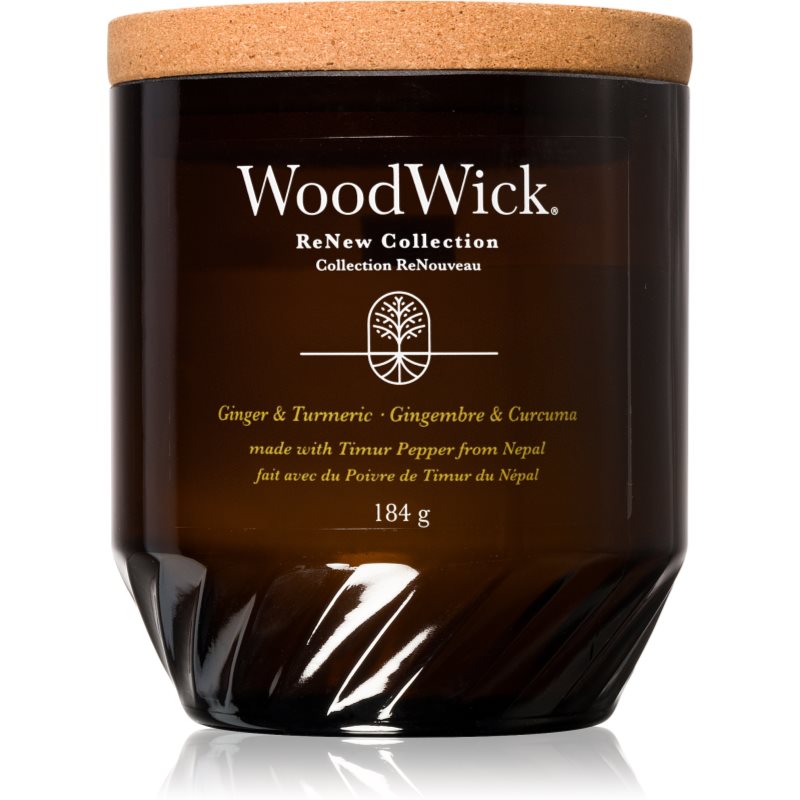 Woodwick Ginger & Turmeric lumânare parfumată cu fitil din lemn 184 g