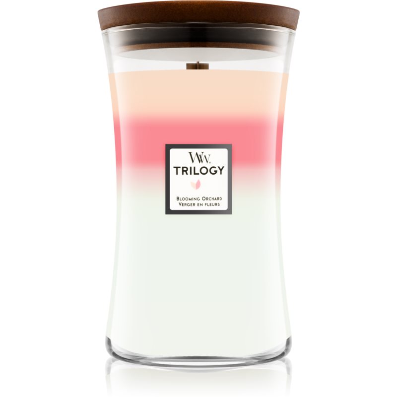 Woodwick Trilogy Blooming Orchard lumânare parfumată 609,5 g