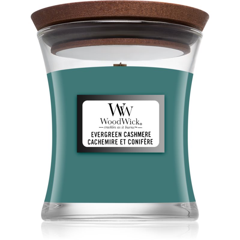 Woodwick Evergreen Cashmere lumânare parfumată 85 g