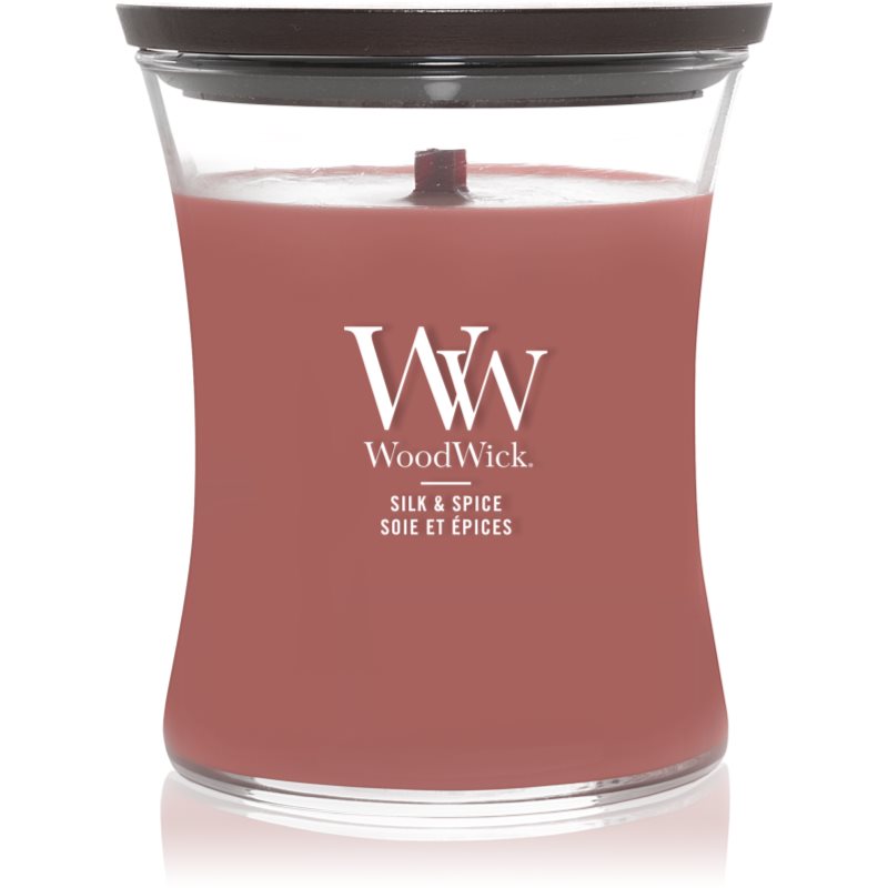 Woodwick Silk & Spice lumânare parfumată cu fitil din lemn 275 g
