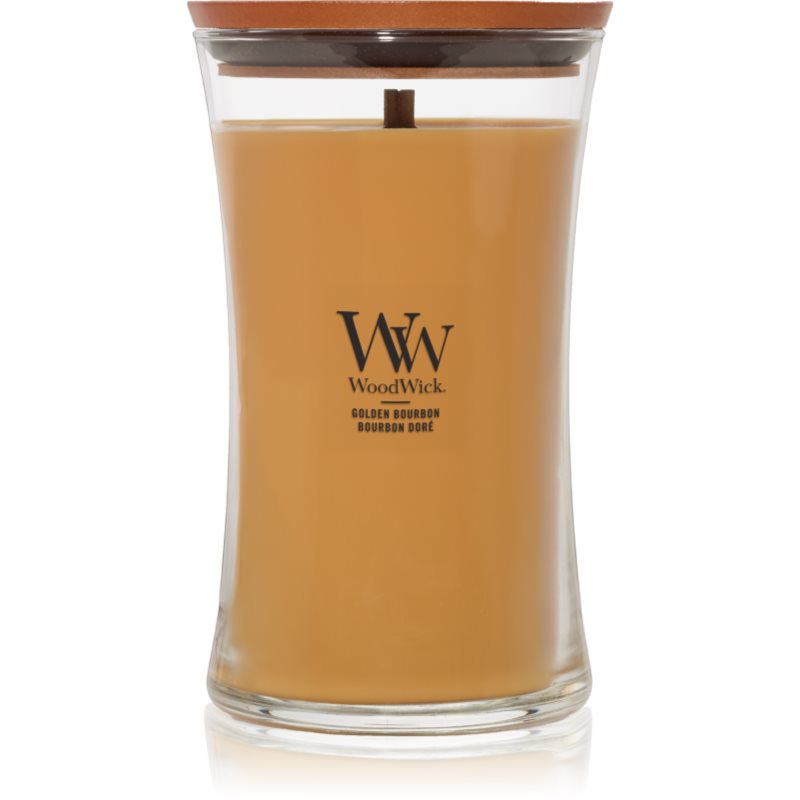 Woodwick Opulent Wood Golden Bourbon lumânare parfumată cu fitil din lemn (hearthwick) 609.5 g