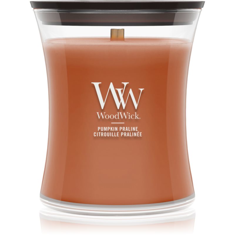 Woodwick Pumpkin Praline lumânare parfumată cu fitil din lemn 275 g