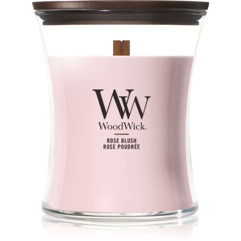 Woodwick Rose Blush lumânare parfumată cu fitil din lemn 275 g