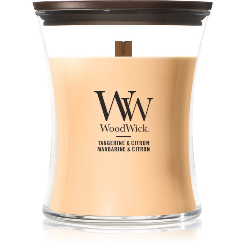 Woodwick Tangerine & Citron lumânare parfumată cu fitil din lemn 275 g