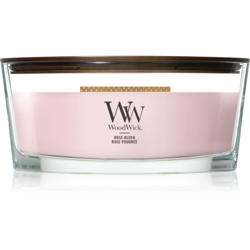 Woodwick Rose Blush lumânare parfumată cu fitil din lemn 453.6 g