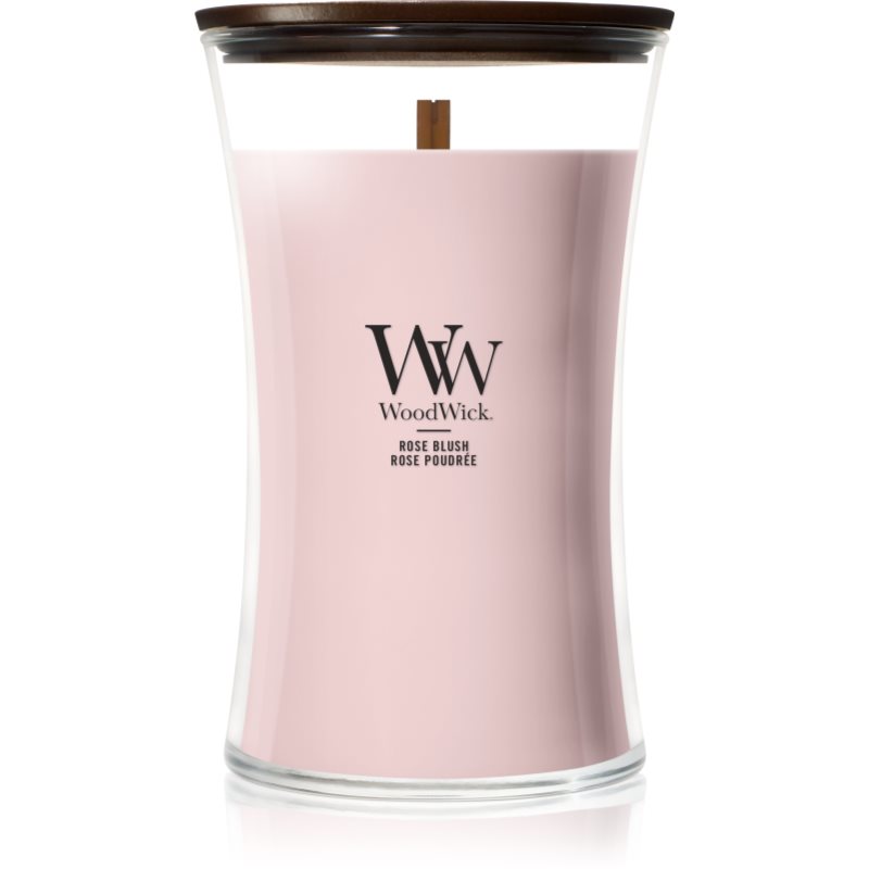 Woodwick Rose Blush lumânare parfumată cu fitil din lemn 610 g