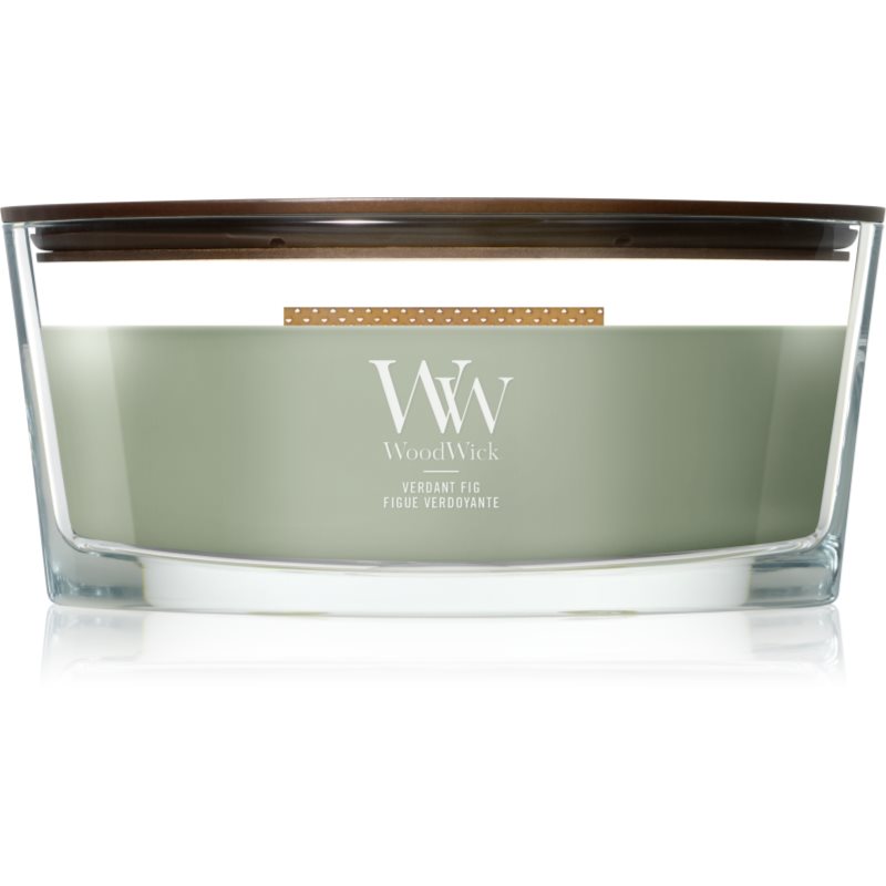 Woodwick Verdant Fig lumânare parfumată cu fitil din lemn 453.6 g