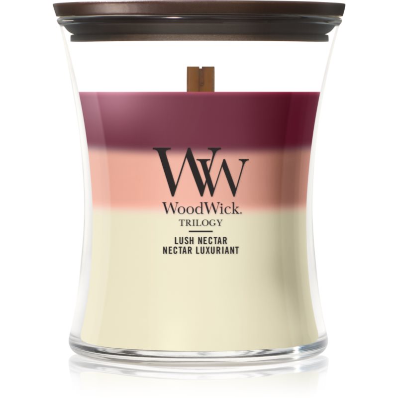 Woodwick Trilogy Lush Nectar lumânare parfumată cu fitil din lemn 275 g