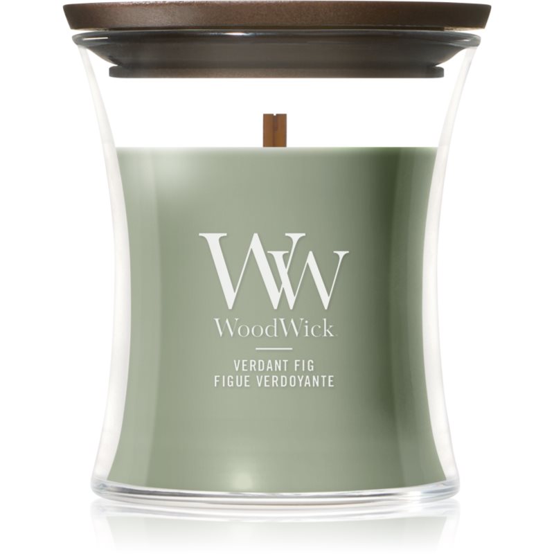 Woodwick Verdant Fig lumânare parfumată cu fitil din lemn 85 g