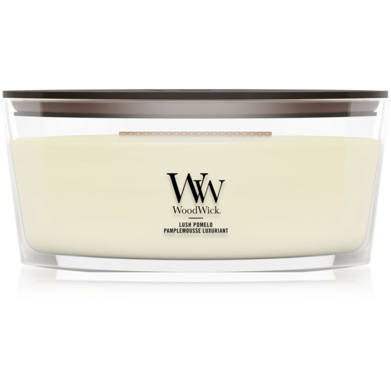 Woodwick Lush Pomelo lumânare parfumată cu fitil din lemn 453.6 g