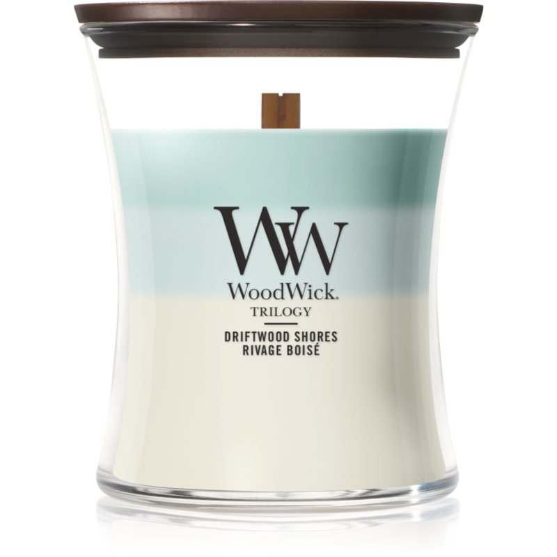 Woodwick Trilogy Driftwood Shores lumânare parfumată cu fitil din lemn 275 g