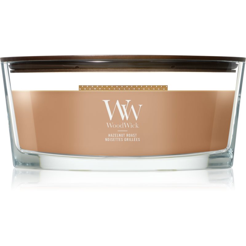 Woodwick Hazelnut Roast lumânare parfumată cu fitil din lemn 453.6 g