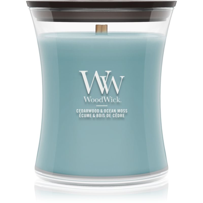 Woodwick Cedarwood & Ocean Moss lumânare parfumată cu fitil din lemn 275 g