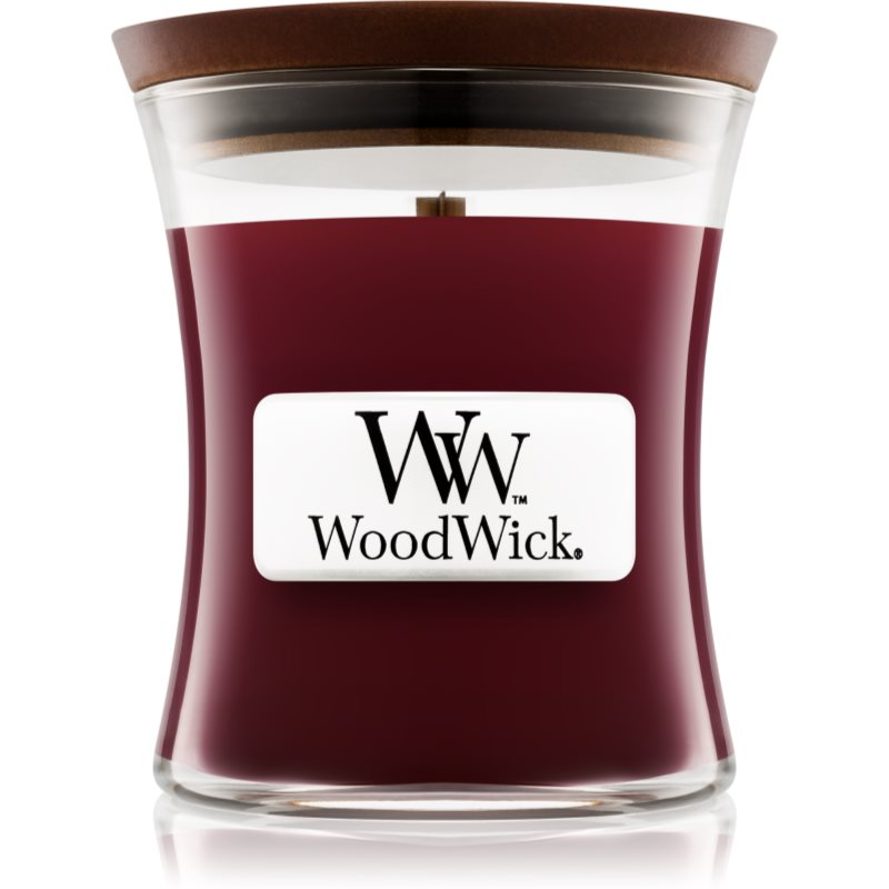 Woodwick Black Cherry lumânare parfumată cu fitil din lemn 85 g