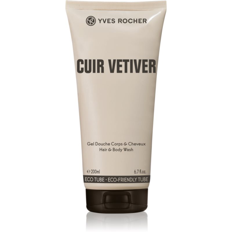 Yves Rocher Cuir Vétiver gel de dus pentru corp si par pentru bărbați 200 ml