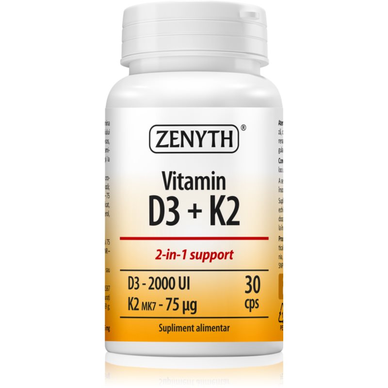 Zenyth Vitamin D3+K2 capsule pentru imunitate, sănătatea sistemului osos și activitate musculară 30 caps.