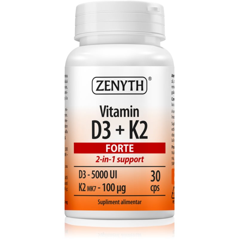 Zenyth Vitamin D3+K2 Forte capsule pentru imunitate, sănătatea sistemului osos și activitate musculară 30 caps.