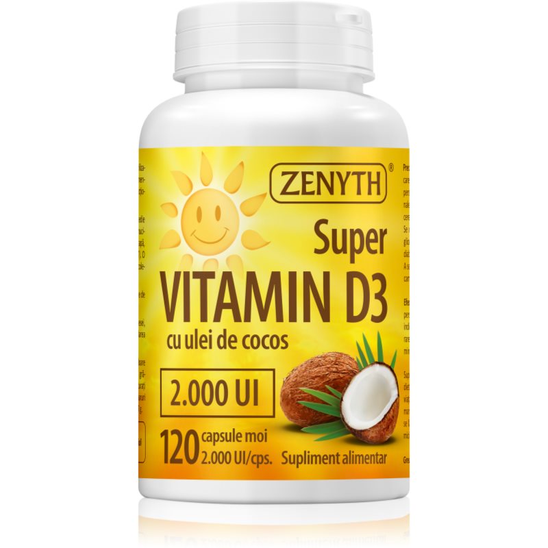 Zenyth Super Vitamin D3 2000 UI capsule pentru imunitate, sănătatea sistemului osos și activitate musculară 120 caps.