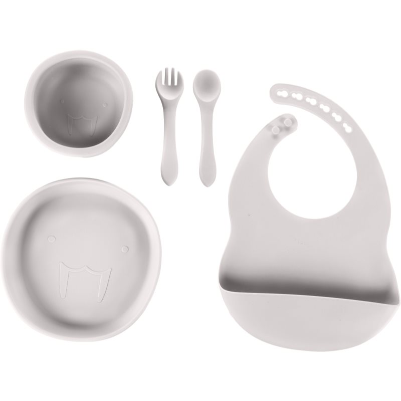 Zopa Silicone Set serviciu de masă pentru copii pentru copii Dove Grey 1 buc