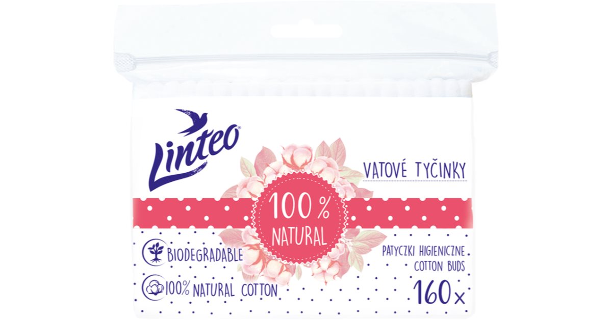 Linteo Natural Cotton Buds Wattestäbchen im Beutel 160 St.