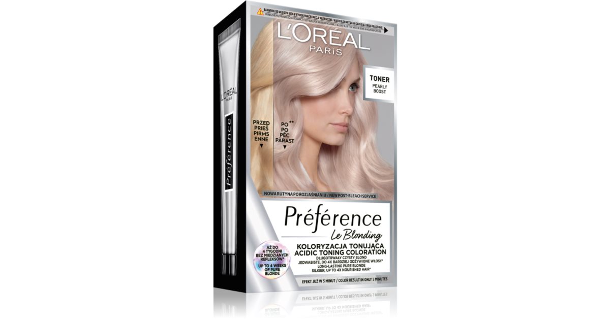 L’Oréal Paris Préférence Le Blonding Toner Säuretoner neutralisiert die Messinguntertöne Farbton Pearly Boost 1 St.