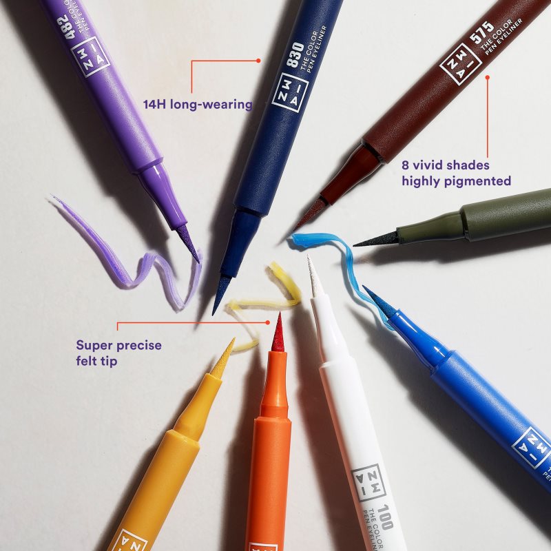 3INA The Color Pen Eyeliner підводка для очей у формі фломастера відтінок 575 - Brown 1 мл