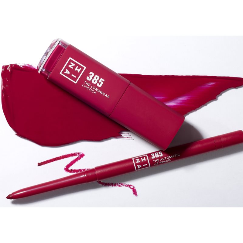 3INA The Longwear Lipstick long-lasting liquid lipstick shade 385 - Dark raspberry pink 6 ml
