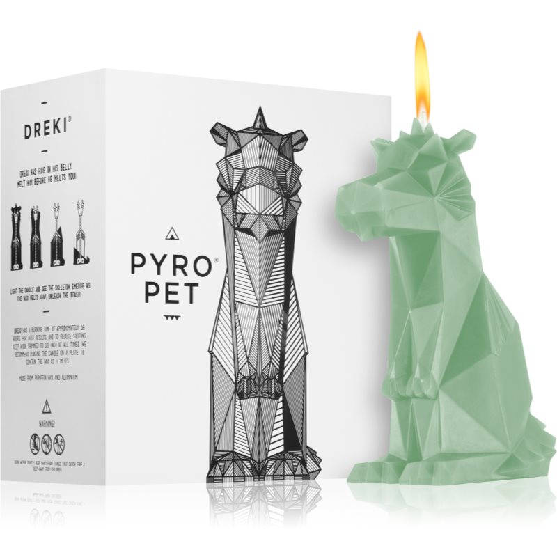 54 Celsius PyroPet DREKI (Dragon) Decorative Candle III. Sage Green 17,8 Cm
