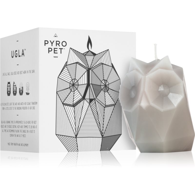 54 Celsius PyroPet UGLA (Owl) Decorative Candle Grey 11 Cm